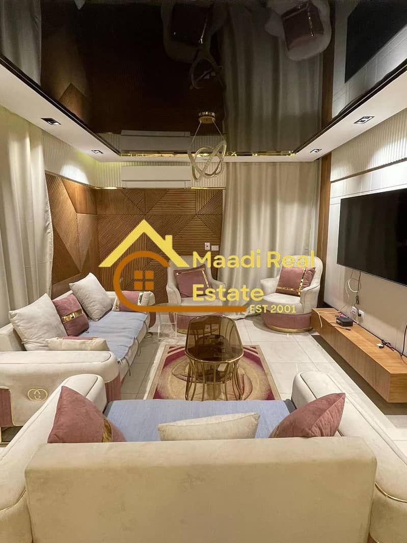 Furnished hotel apartment for rent, first occupancy, in the heart of Sarayat El Maadi, prime location, very low price, close to all services. - Widok 3