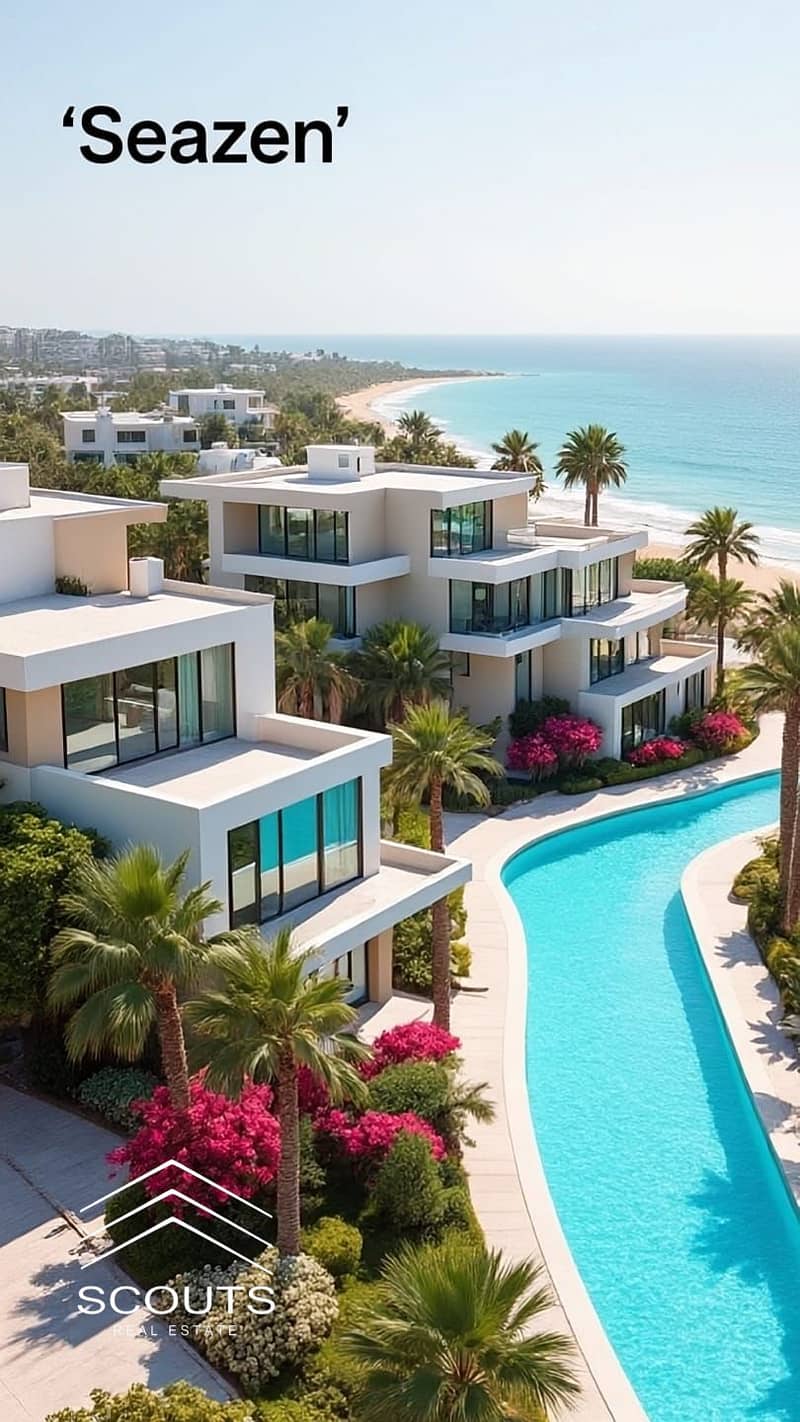 First row beachfront chalet with a garden for sale in Seazen North Coast Ras El Hekma fully finished including air conditioning and kitchen - Widok 2