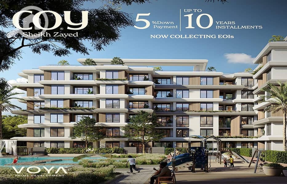 A 97m² apartment in Sheikh Zayed, Al-Thawra Al-Khadraa, in the COY compound by VOYA, available for installment over 10 years. - Widok 2