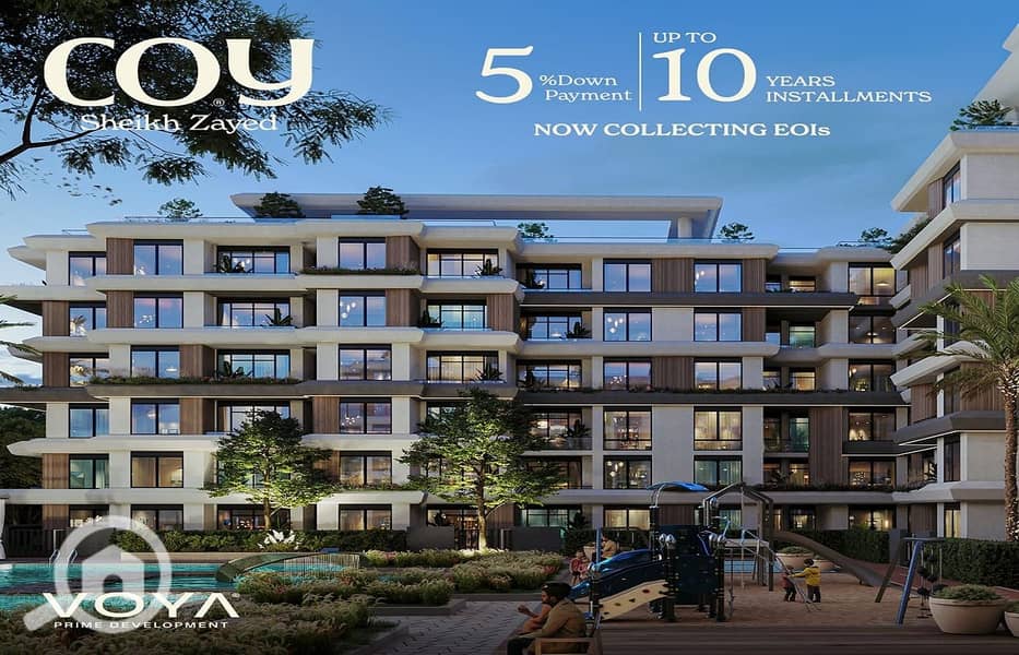 A 97m² apartment in Sheikh Zayed, Al-Thawra Al-Khadraa, in the COY compound by VOYA, available for installment over 10 years. - Widok 3
