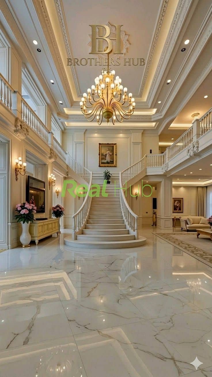 4 Grand Mansion Foyer_ Elegant Symmetrical Double Staircase. jpg