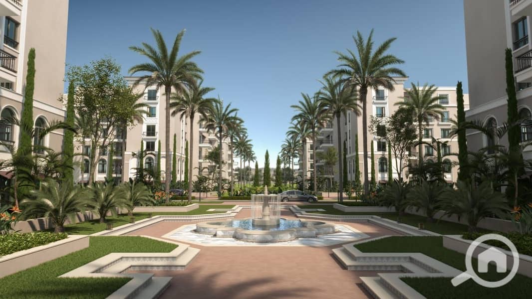 Townhouse for sale inside Village West Compound, Sheikh Zayed. Built-up area: 223 sqm, land area: 224 sqm (ground + first) without finishing, very prime location. - Aanzicht 2