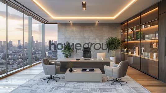 Office for Sale in New Cairo, Cairo - modern-highend-office-with-professional-atmosphere-designer-furniture-panoramic-city-view. jpg