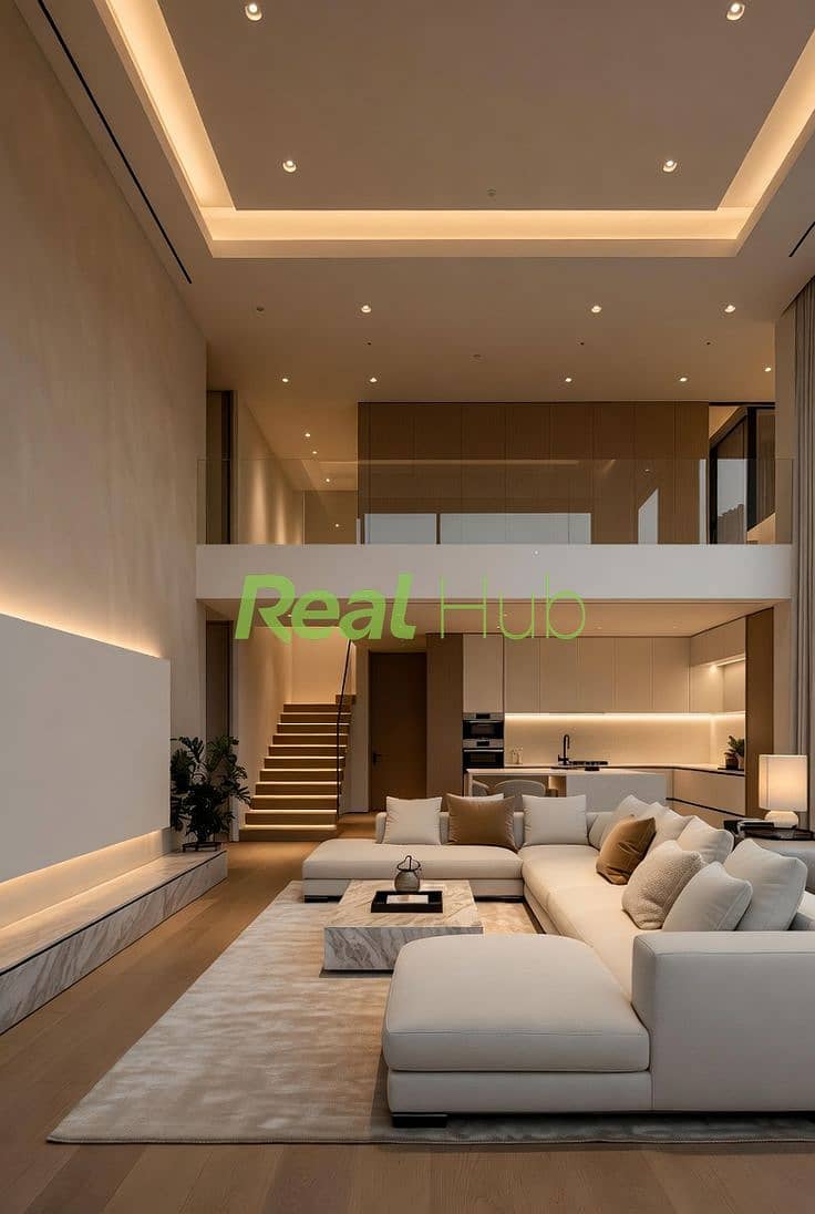 4 Modern Double-Height Living Room With Neutral Luxury Design. jpg