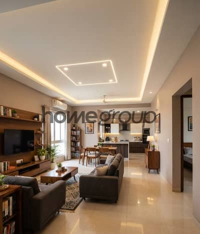 فلیٹ 3 غرف نوم للبيع في القاهرة الجديدة، القاهرة - Living Room with attech kitchen interior. jpg