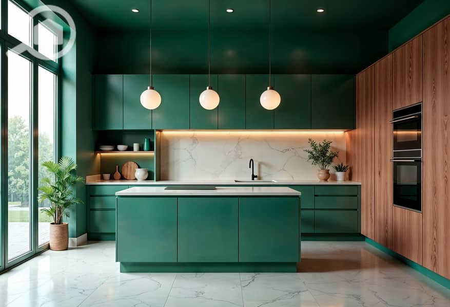 9 modern-green-kitchen-interior-with-island-wood-cabinets. jpg