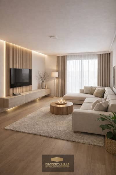 3 Bedroom Hotel Apartment for Sale in 6th of October, Giza - Minuimal Living Room design. jpeg