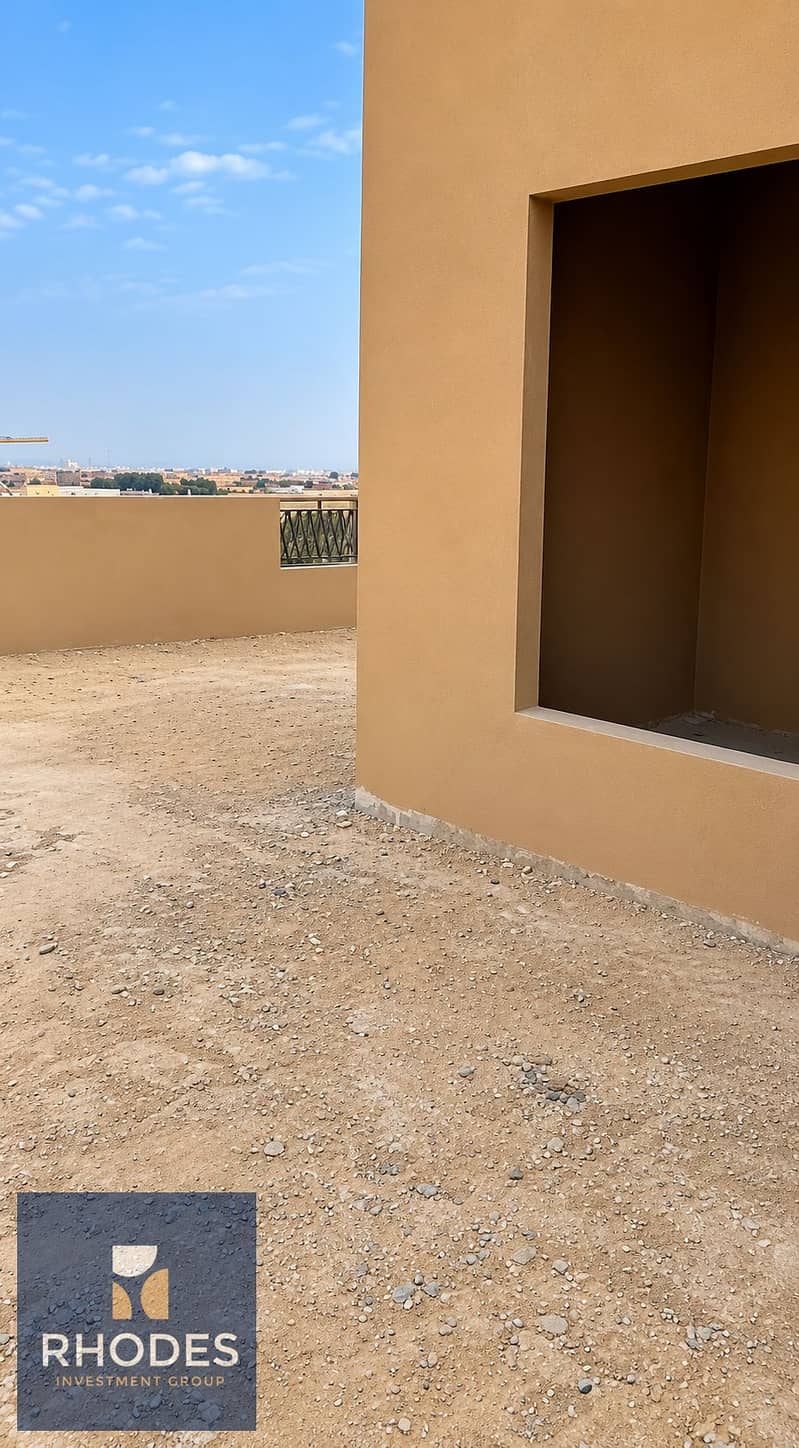 2 Beige Terrace Alcove Under Blue Skies. png