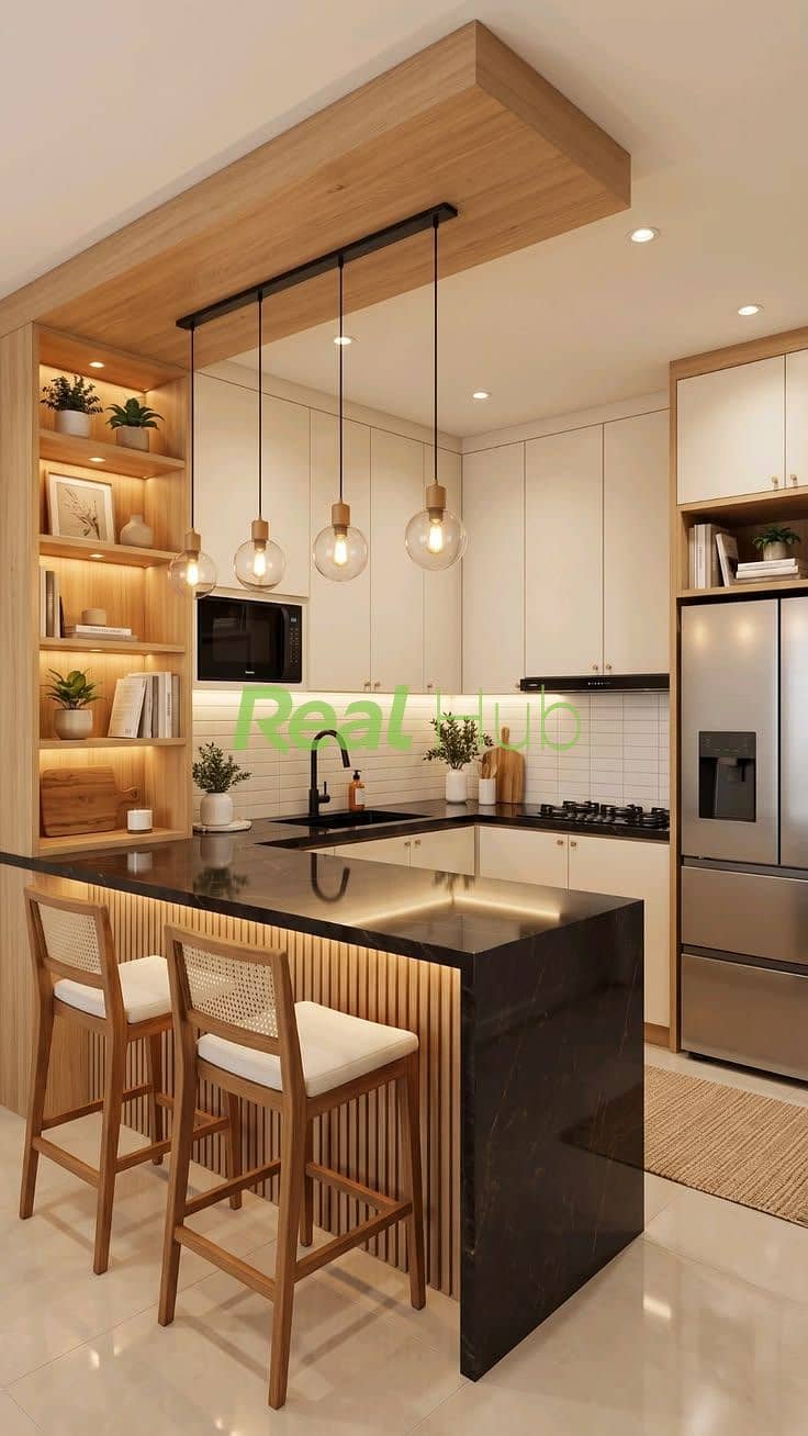 4 Sleek Modern Kitchen with Island and Bar Stools. jpeg
