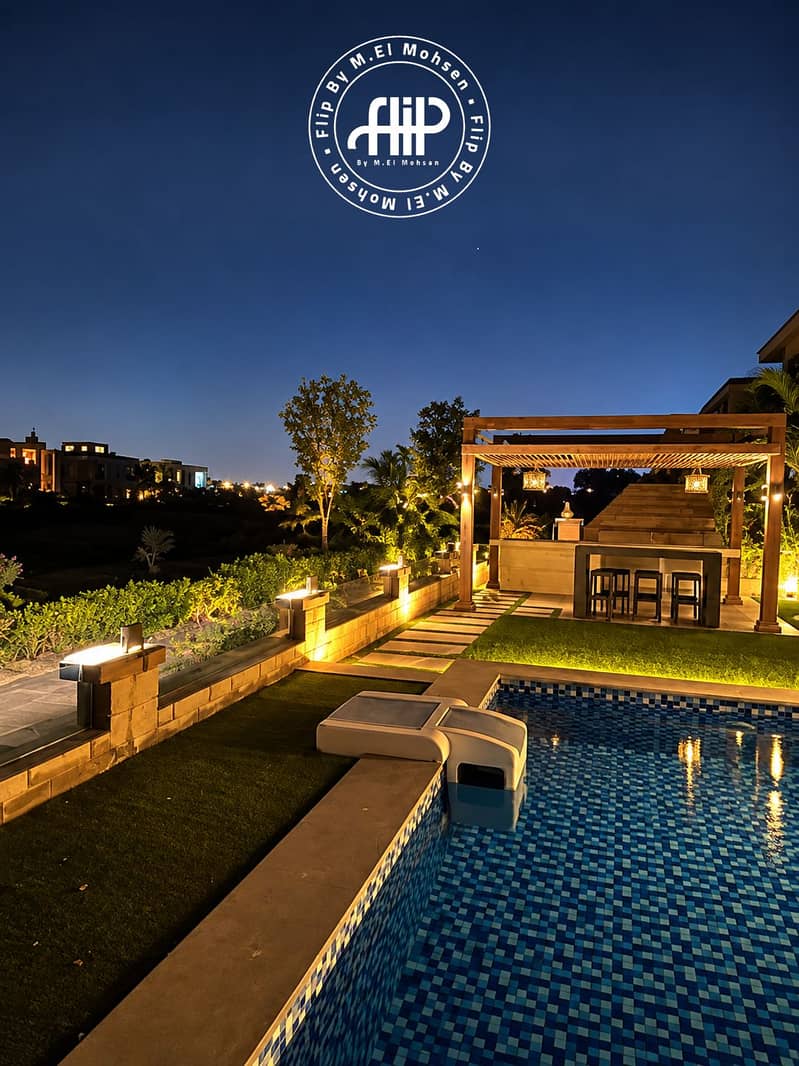 3 Warmly Lit Luxury Poolside Pergola. png