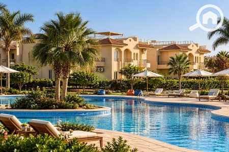 3 Bedroom Chalet for Sale in North Coast, Matruh - Sunlit Mediterranean Villa Resort Pool. png 3 Bedroom Chalet for Sale in North Coast, Matruh - Sunlit Mediterranean Villa Resort Pool. png