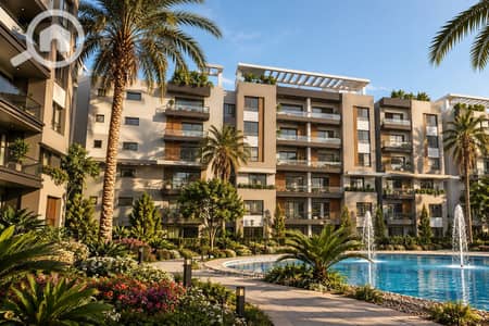 2 Bedroom Apartment for Sale in 6th of October, Giza - Sunlit Luxury Courtyard Poolscape. png
