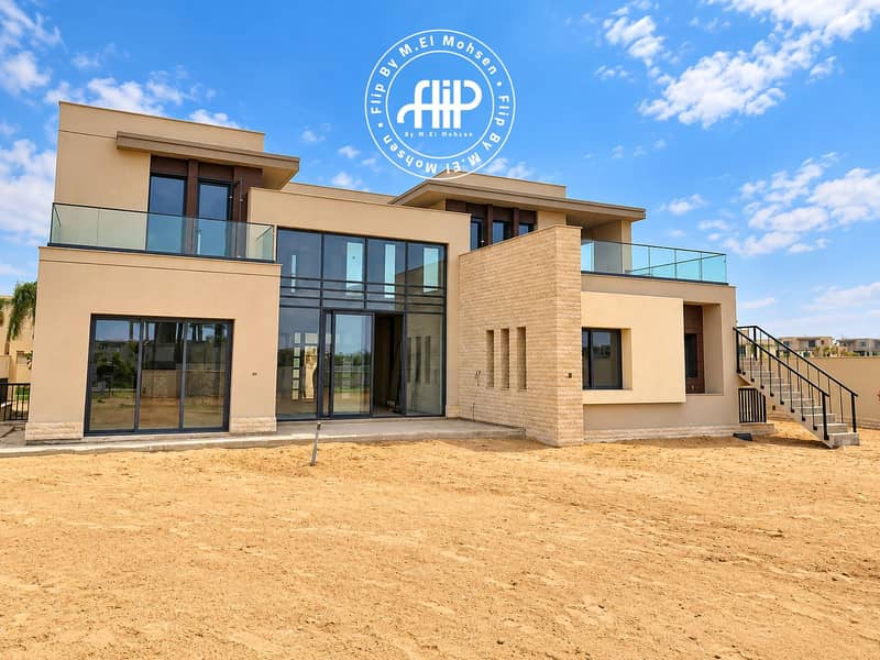 2 Modern Beige Villa Under Blue Skies. png