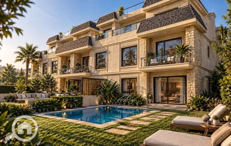 4 Bedroom Townhouse for Sale in Sheikh Zayed, Giza - Luxury Mediterranean Villa Poolside. png