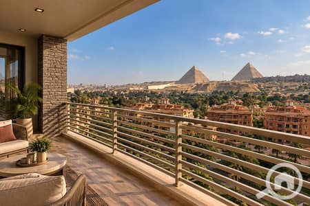 2 Bedroom Flat for Sale in 6th of October, Giza - Luxury Balcony Overlooking the Giza Pyramids. png