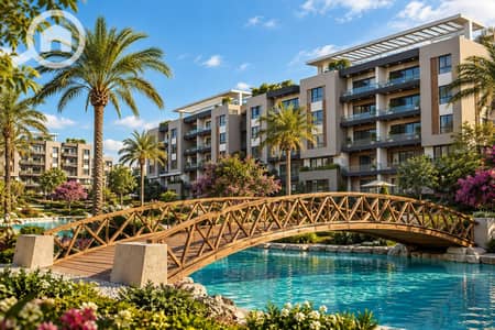 فلیٹ 3 غرف نوم للبيع في 6 اكتوبر، الجيزة - Luxury Lagoon Resort with Arched Footbridge. png