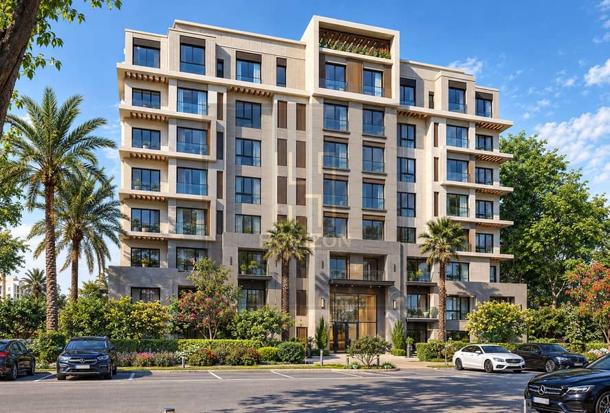 6 Modern Beige Residential Building with Lush Landscaping. png