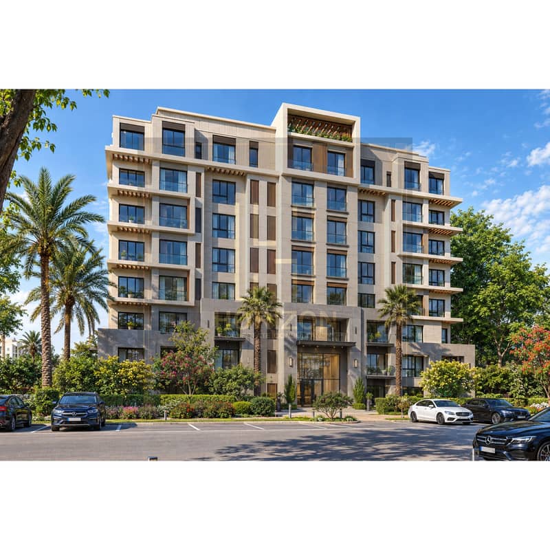 4 Modern Beige Residential Building with Lush Landscaping. jpg