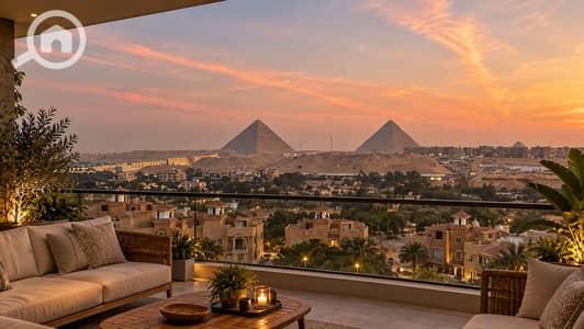 Studio for Sale in 6th of October, Giza - Sunset Terrace Overlooking Giza Pyramids. png