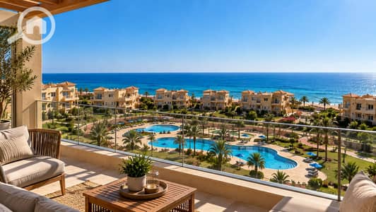 2 Bedroom Chalet for Sale in Ain Sukhna, Suez - Oceanfront Resort Terrace View. png