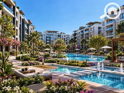 شقة 2 غرفة نوم للبيع في الشيخ زايد، الجيزة - Modern Resort Courtyard with Pools. png شقة 2 غرفة نوم للبيع في الشيخ زايد، الجيزة - Modern Resort Courtyard with Pools. png
