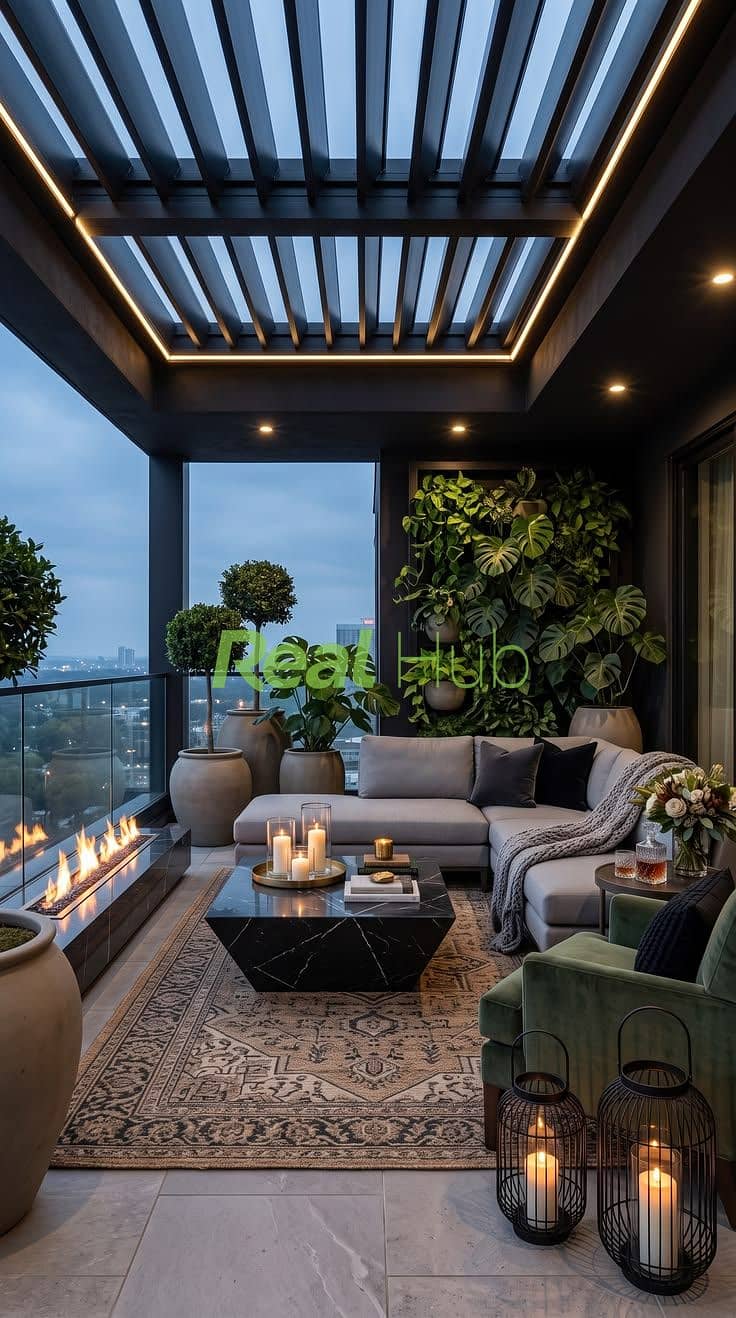 3 Moody Rooftop Balcony Ideas _ Twilight Fire Feature Lounge Design. jpeg
