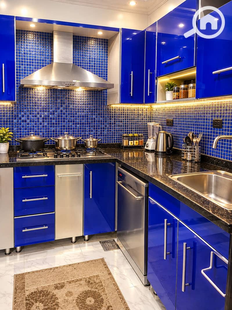 2 Gleaming Cobalt Blue Modern Kitchen. png