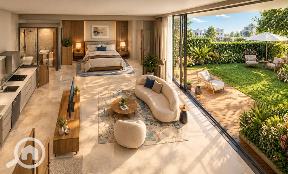 Sunlit Modern Apartment with Garden View. png Sunlit Modern Apartment with Garden View. png