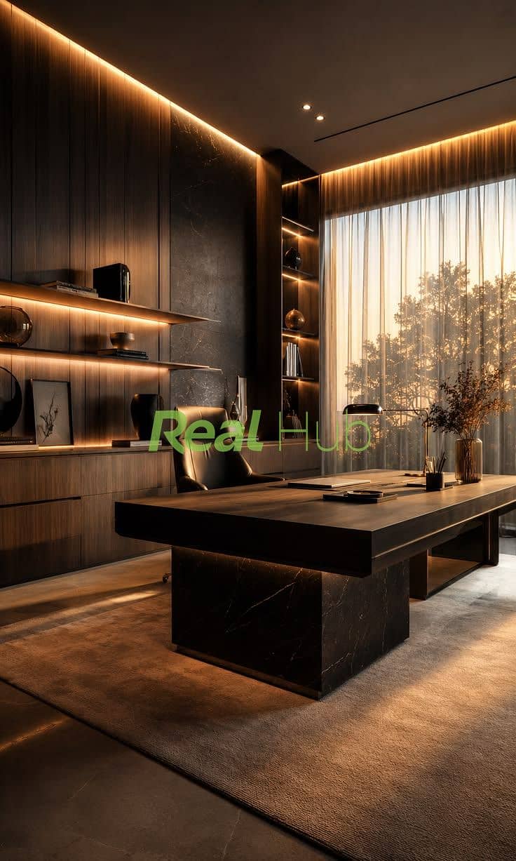 2 Modern Home Office _ Luxury Eclipse-Inspired Executive Workspace Interior. jpeg