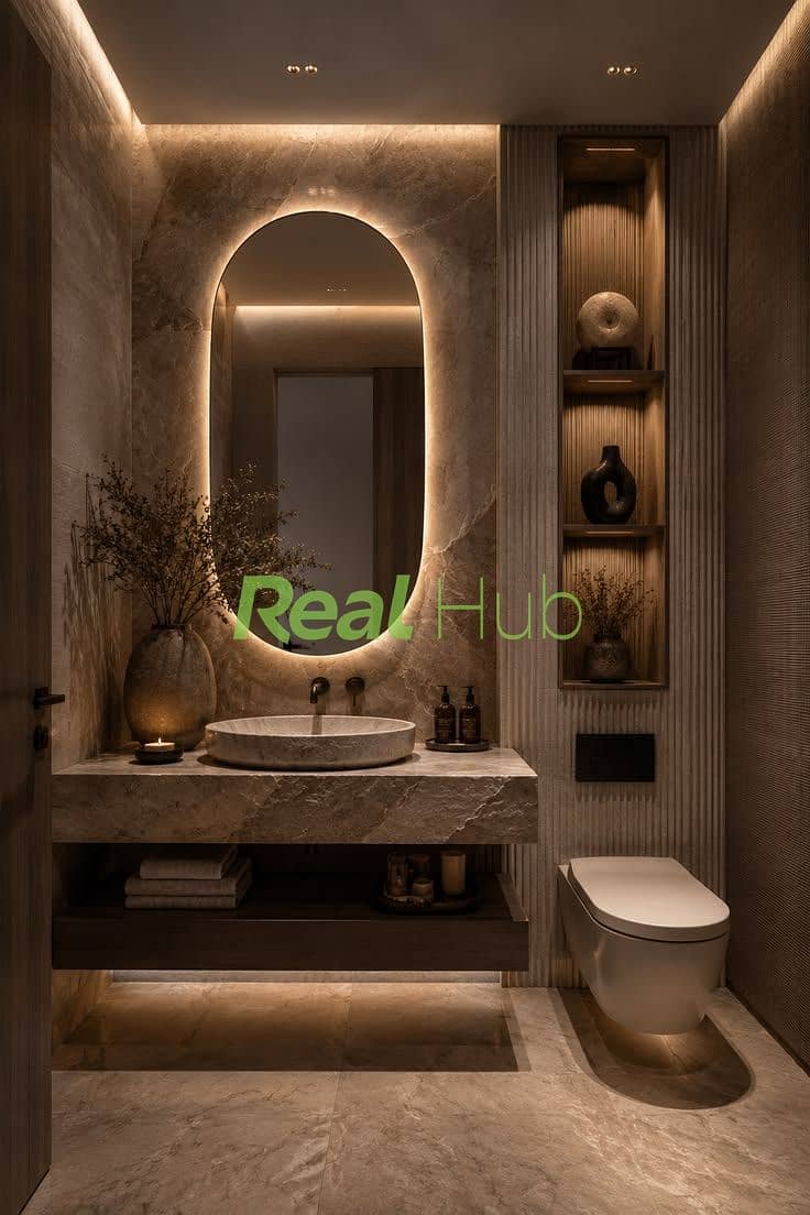 4 Elegant Luxury Powder Room Ideas with Modern Marble Design. jpeg