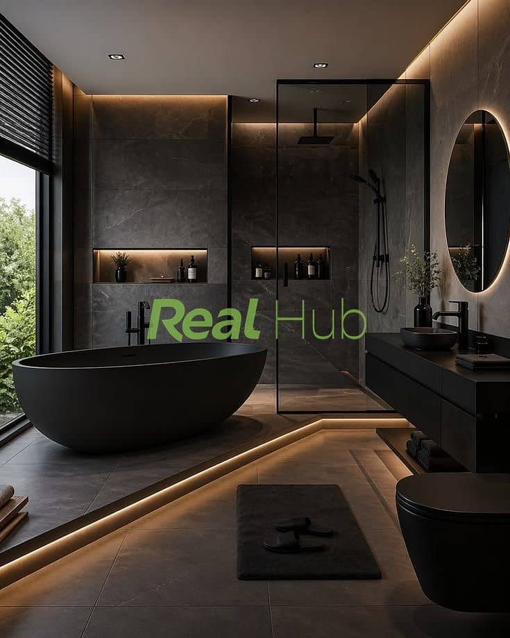 6 🖤 Luxury Black Bathroom Design 2026 _ Modern Spa Bathroom with LED Lighting & Freestanding Tub. jpeg