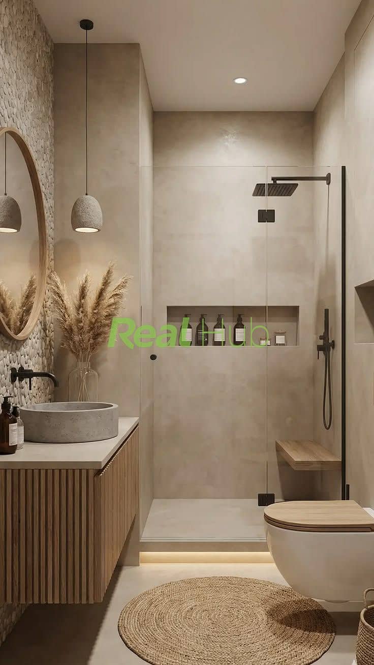 10 Modern Neutral Bathroom Ideas – Earth Tone Decor & Black Hardware 🚿. jpeg