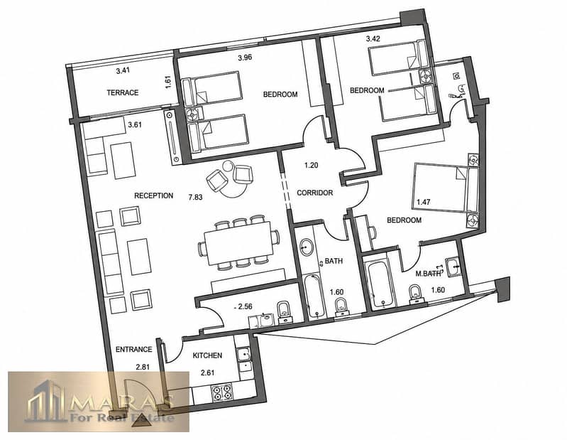 2 Clean apartment floor plan. png
