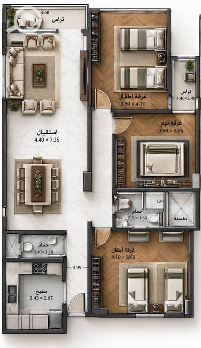 3 Bedroom Flat for Sale in Mokattam, Cairo - 145m. jpg
