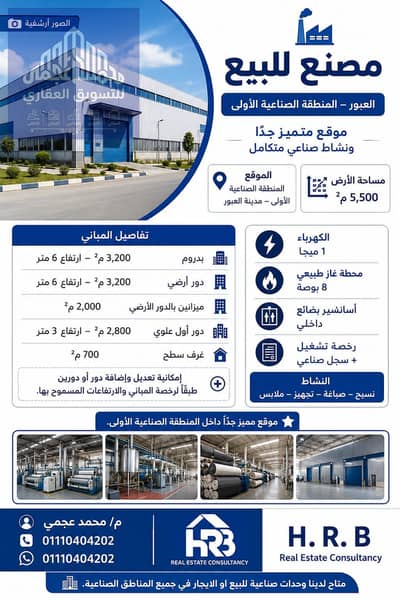 Factory for Sale in Obour City, Cairo - 75261. jpg Factory for Sale in Obour City, Cairo - 75261. jpg