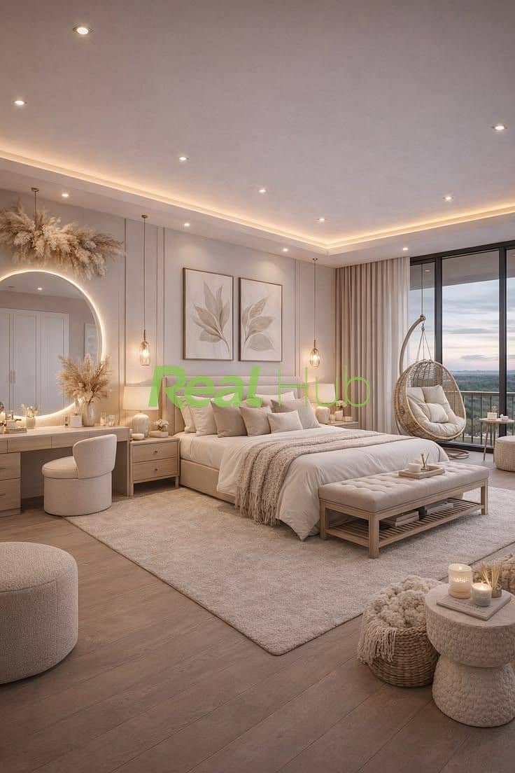 13 Modern Neutral Master Bedroom Suite with Warm Ambient Lighting & Cozy Luxury Details. jpeg