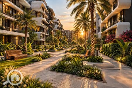 2 Bedroom Flat for Sale in Sheikh Zayed, Giza - Luxury Courtyard Promenade at Sunset. png 2 Bedroom Flat for Sale in Sheikh Zayed, Giza - Luxury Courtyard Promenade at Sunset. png