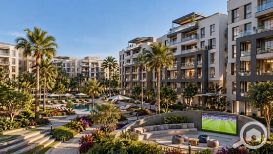 2 Bedroom Apartment for Sale in Sheikh Zayed, Giza - Luxury Courtyard Resort at Golden Hour. png 2 Bedroom Apartment for Sale in Sheikh Zayed, Giza - Luxury Courtyard Resort at Golden Hour. png