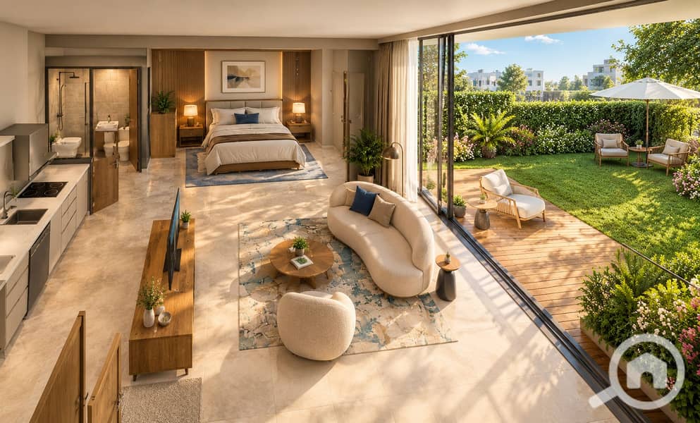 57 Sunlit Modern Apartment with Garden View. png