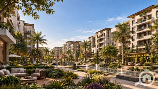 2 Bedroom Flat for Sale in Hadayek October, Giza - Modern Resort Courtyard Promenade. png 2 Bedroom Flat for Sale in Hadayek October, Giza - Modern Resort Courtyard Promenade. png