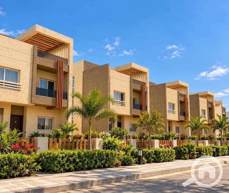 4 Modern Beige Townhouse Row. png
