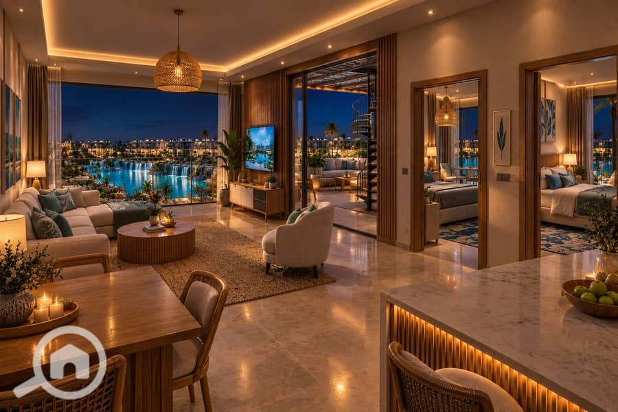 52 Luxurious Coastal Resort Living at Night. png