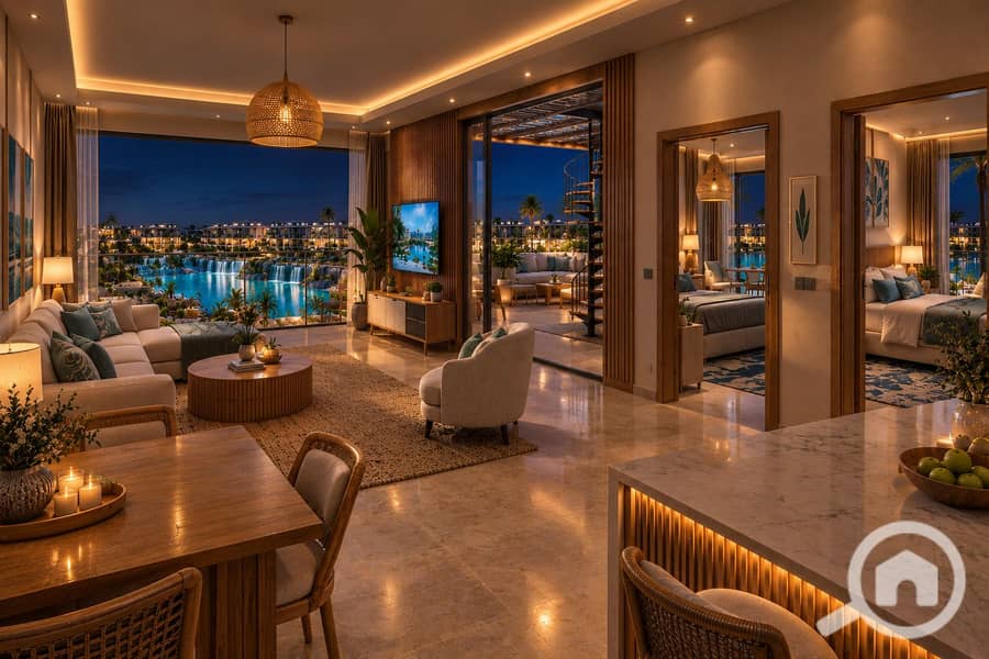 3 Luxurious Coastal Resort Living at Night. png