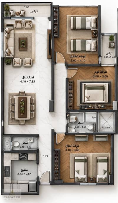 3 Bedroom Flat for Sale in Mokattam, Cairo - 145m. jpg
