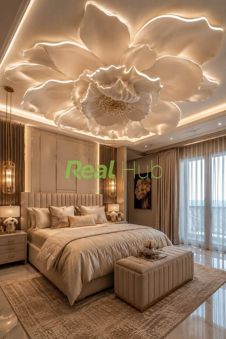 7 Artistic Flower Ceiling Bedroom Design. jpeg