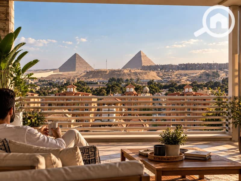 Golden Balcony Retreat with Pyramid Views. png Golden Balcony Retreat with Pyramid Views. png