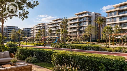 فلیٹ 2 غرفة نوم للبيع في الشيخ زايد، الجيزة - Modern Courtyard with Poolside Gardens. png