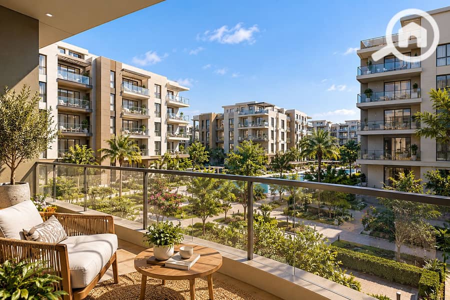 Sunlit Balcony Overlooking a Modern Courtyard. png Sunlit Balcony Overlooking a Modern Courtyard. png