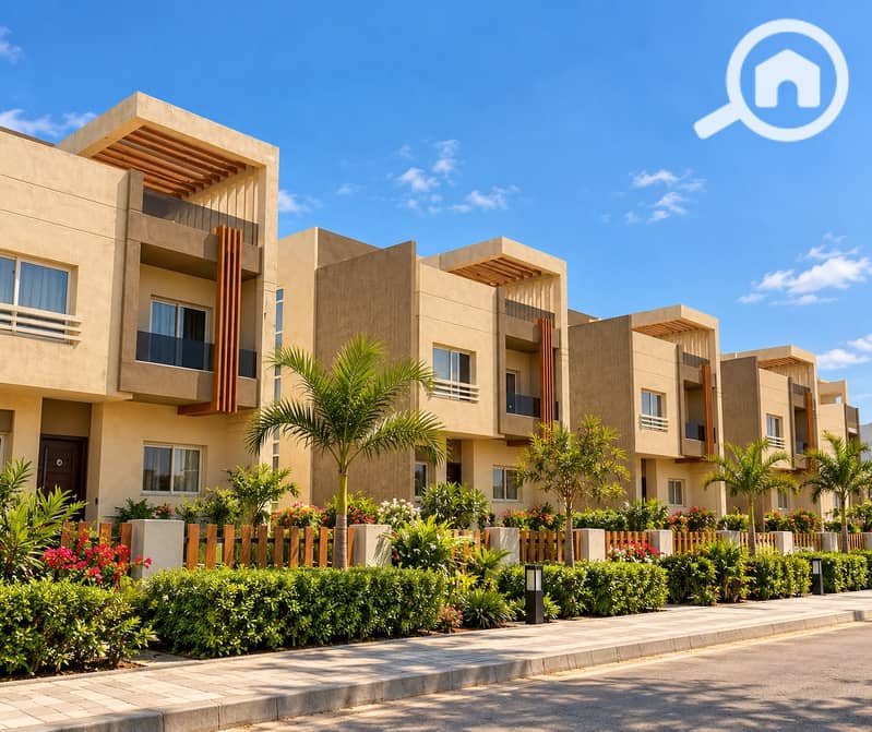 2 Modern Beige Townhouse Row. png