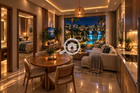 فلیٹ 1 غرفة نوم للبيع في الغردقة، البحر الأحمر - Luxurious Resort Apartment 1Bed at Night. png
